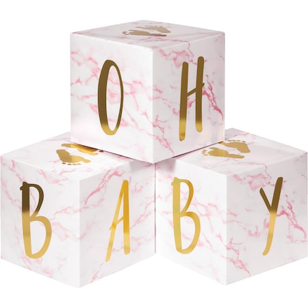 Pink Marble Oh Baby Centerpiece, 6x6, 18PK